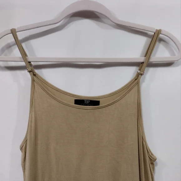 Top Stitch Sleep Dress Women's L Tan Jersey Knit Soft Comfy Lace Crochet Travel - Picture 2 of 6